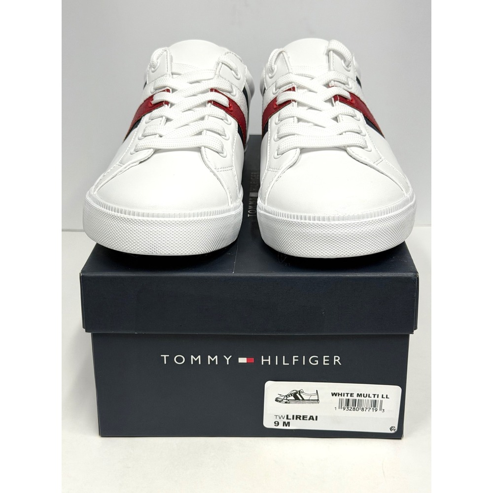 Tommy Hilfiger Women's Lireai Lace up Sneakers White Multi Size 9M NWT/BOX